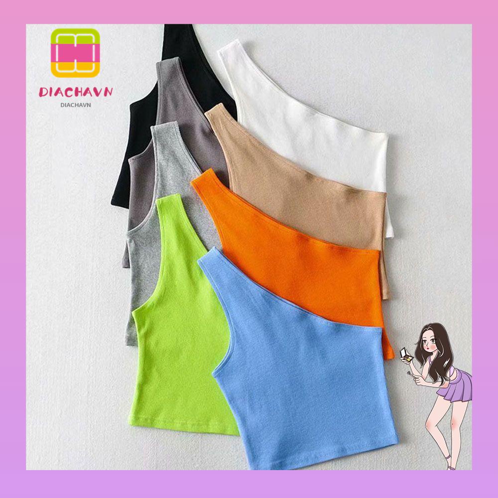 Áo Croptop Sát Nách Cổ Chéo Co Giãn Thời Trang Cho Nữ