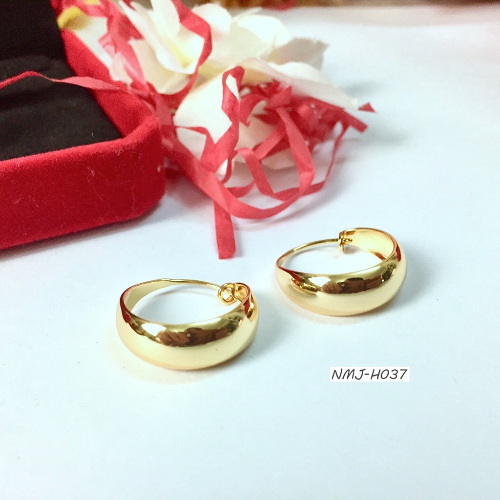 Khuyên Tai Tròn H057 Mạ Vàng Bản Lớn Bền màu Dùng Hàng Ngày
