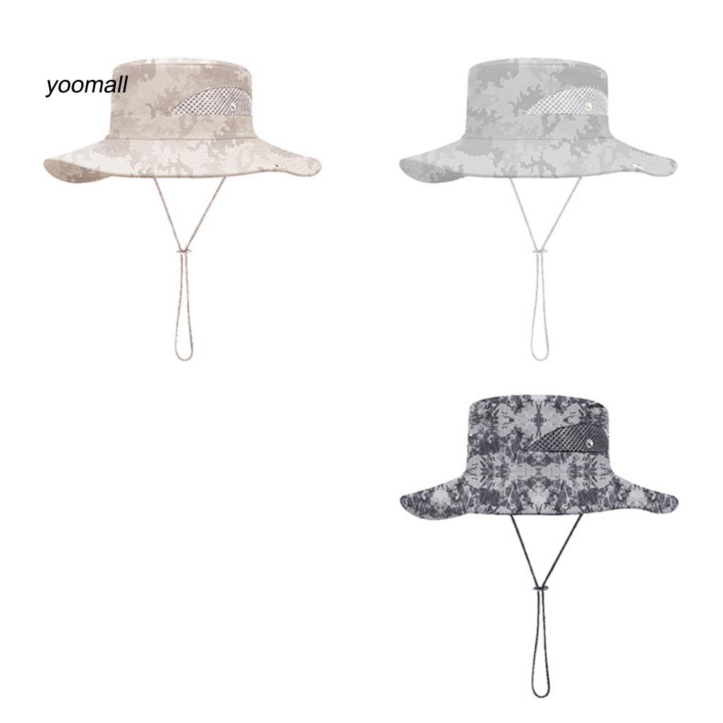 Mũ Tai Bèo Vành Rộng Họa Tiết Rằn Ri Điều Chỉnh Được Thoáng Khí Chống Nắng Mùa Hè Cho Nam