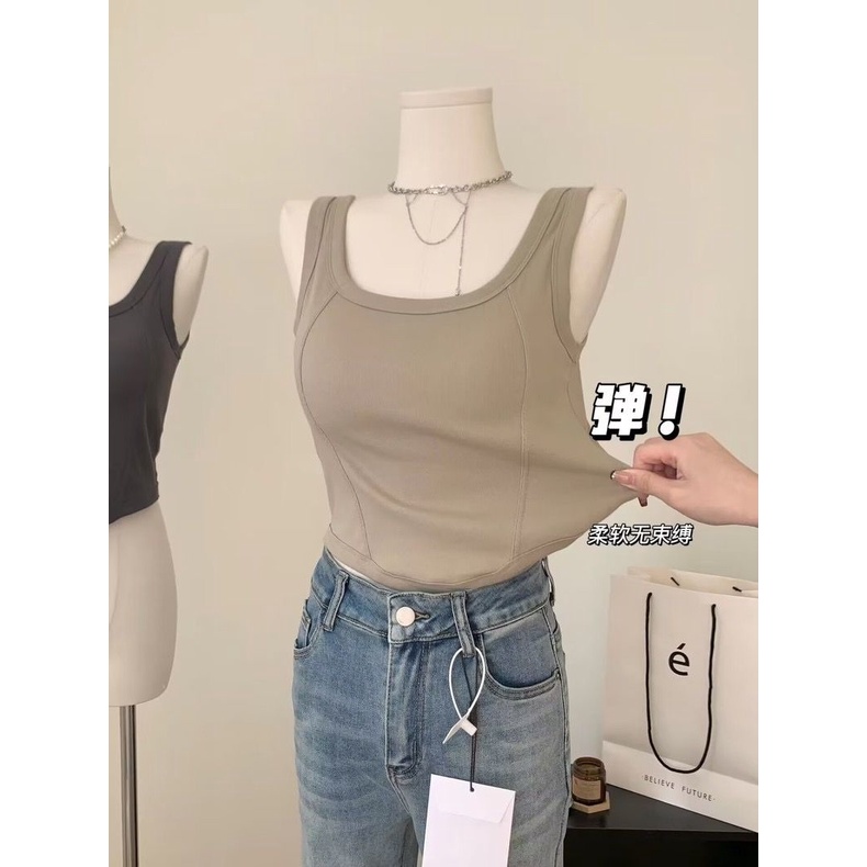 Áo Tank Top Màu Trơn Dáng Ôm Thời Trang Cá Tính Cho Nữ