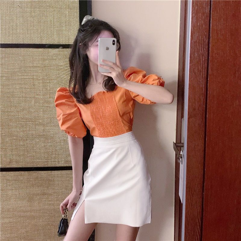 Set Áo Tay Phồng Và Chân Váy Phong Cách Phương Tây Thời Trang Mùa Hè Cho Nữ