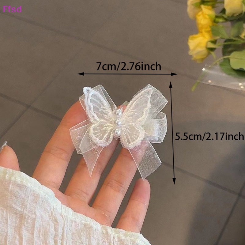 Bộ 2 Kẹp Tóc Nơ Ren Trắng Ngọt Ngào Thời Trang Cho Nữ