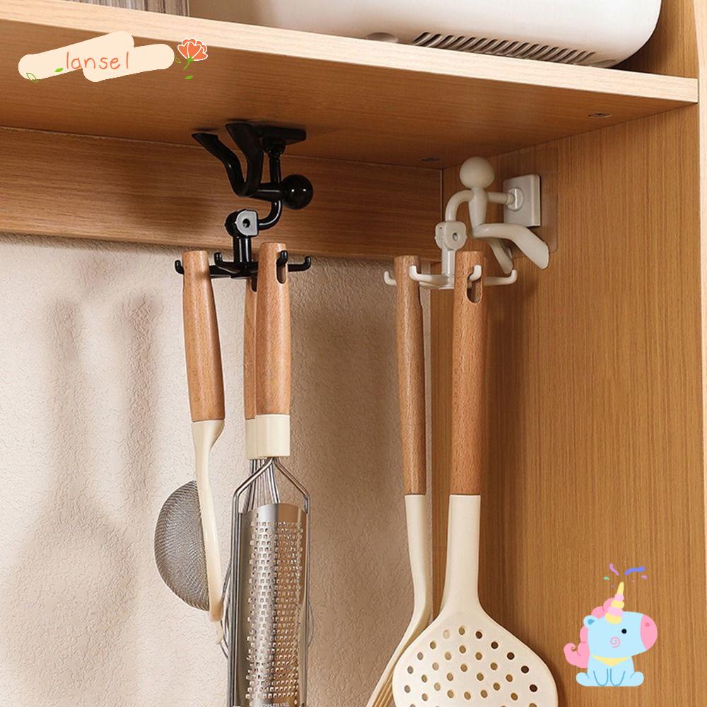 Móc Treo Đồ Dán Tường Nhà Bếp 6 Móc Xoay 360 Độ Tiện Dụng