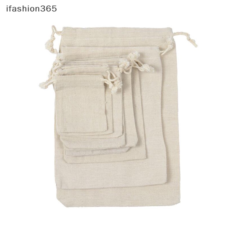 Set 10 Túi Dây Rút Đựng Trang Sức Bằng Vải Bố Trang Trí Tiệc Cưới