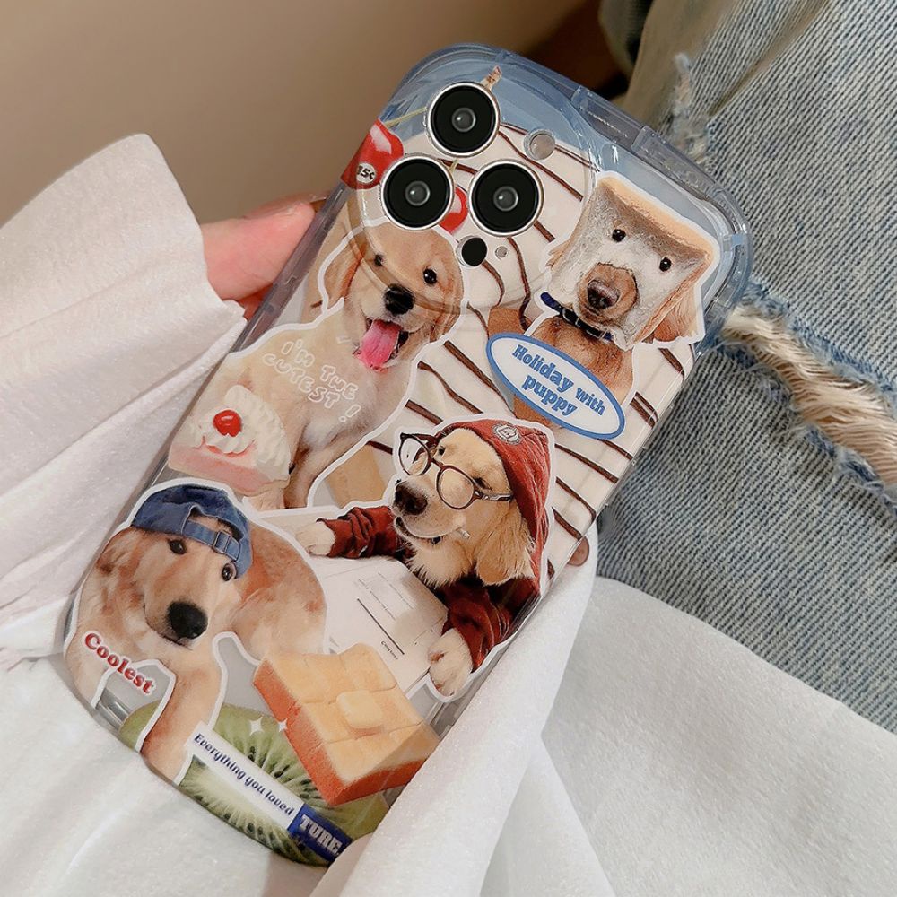 Ốp Điện Thoại IMD Mềm Chống Rơi In Hình Cún Hoạt Hình Dễ Thương Cho Iphone 11 14 13 12 Pro