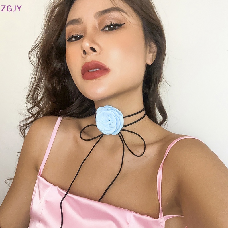 1 Vòng Cổ Choker Thắt Nút Điều Chỉnh Được Hình Hoa Hồng Cho Nữ Mới