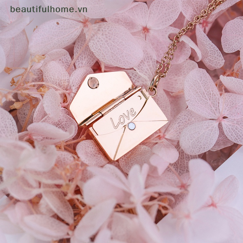 [beautifulhome] Mặt Vòng cổ Dạng Phong Bì Bằng Thép Không Gỉ Hình Trái Tim Sáng Tạo Dành Cho Cặp Đôi [beauty]