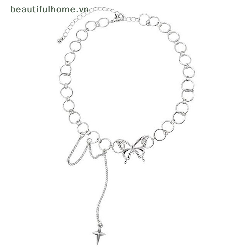 [beautifulhome] Vòng cổ Dạng Chuỗi Tua Rua Hình Bướm Rỗng Đơn Giản Thời Trang Cá Tính Dành Cho Nữ [beauty]