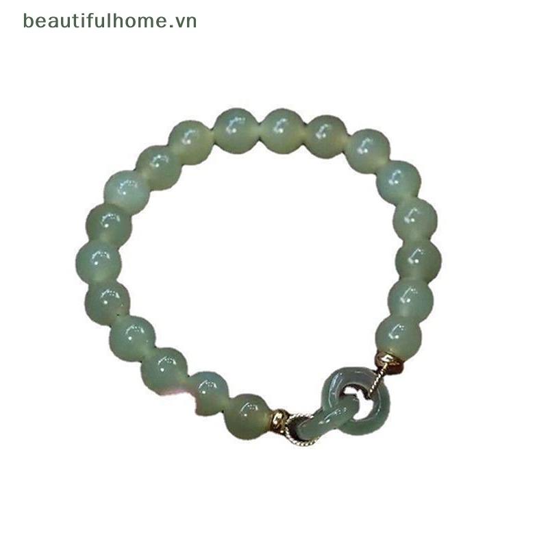 Vòng Tay Chuỗi Hạt Đá Ngọc Bích Hình Trái Tim Thời Trang Mùa Hè Cho Nữ