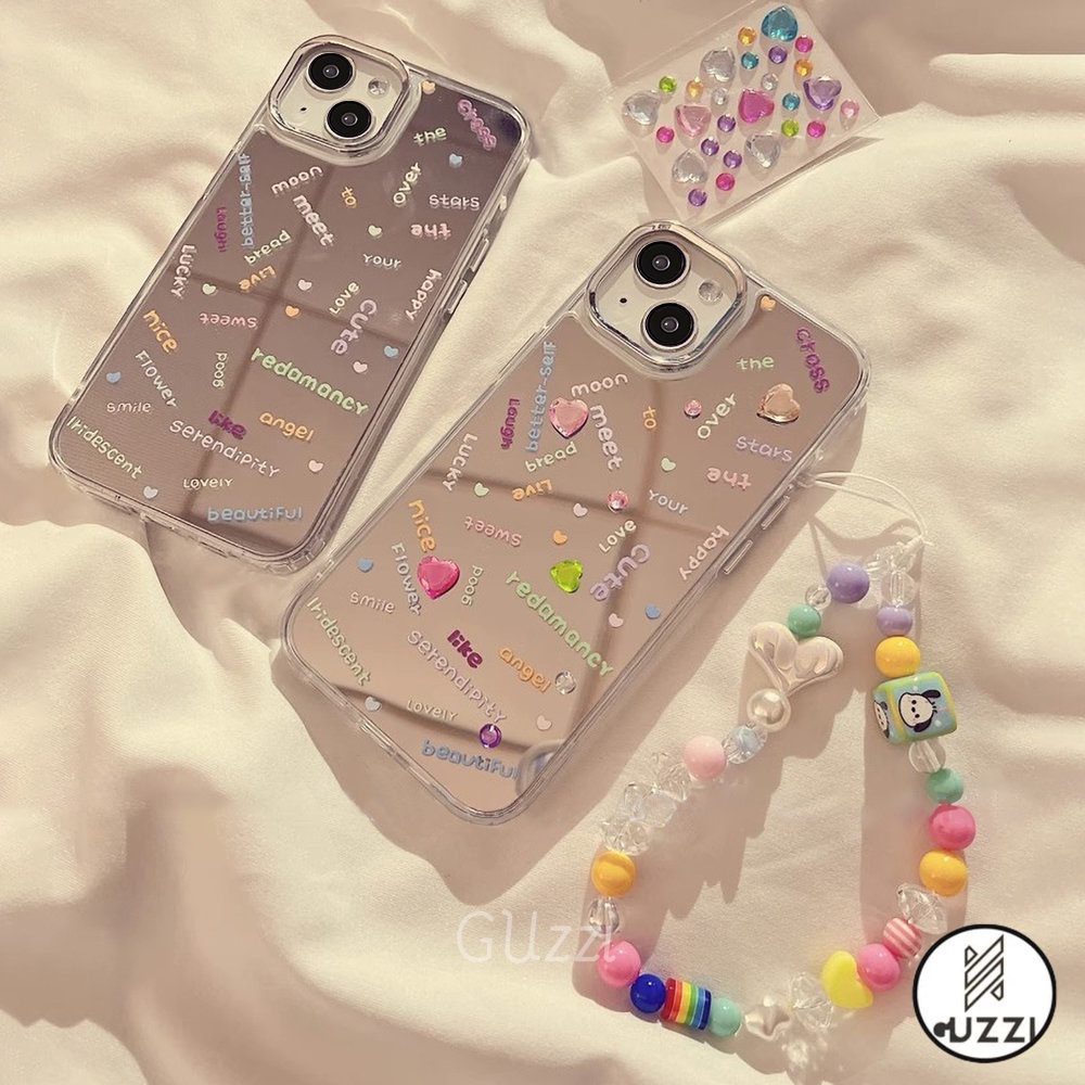 Ốp Lưng Gương Chữ Đầy Màu Sắc Tương Thích Cho Iphone 11 15 14 12 13 Pro Max Xr Xs Vòng Đeo Tay Hạt Tpu Ốp Lưng