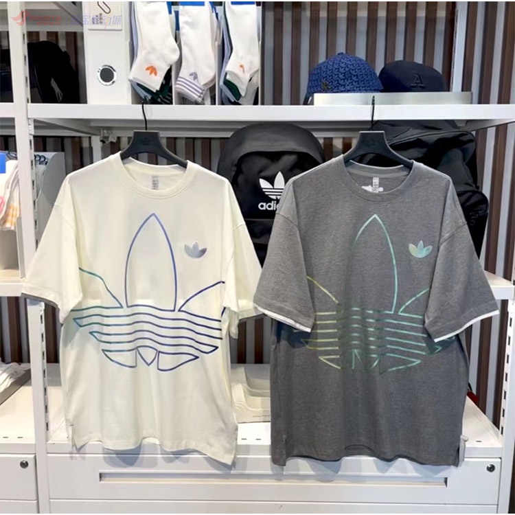 Áo Thun Adidas Chính Hãng 100% Cotton Dáng Rộng Cổ Thuyền Màu Gradient IP7543 IP7542