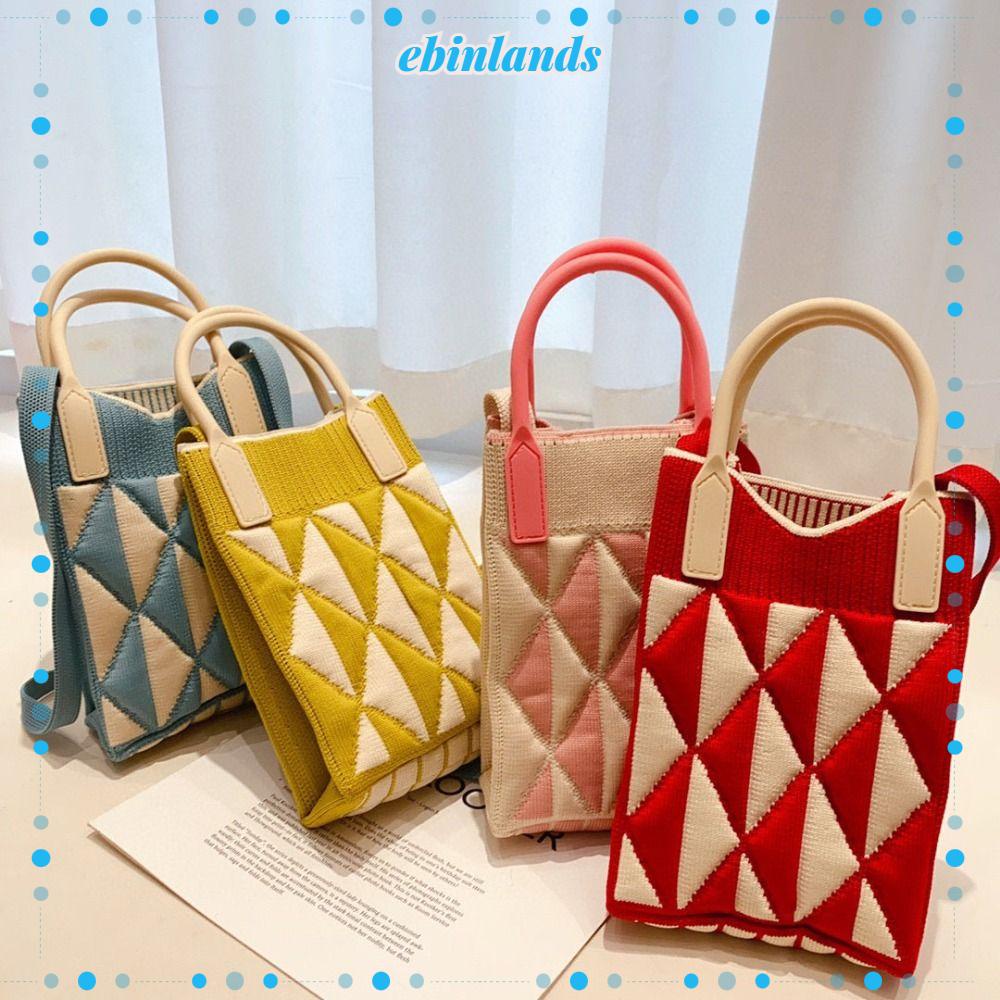 Ebinlands Túi Xách Đeo Chéo Vai Họa Tiết Hình Học Thắt Nút Thủ Công