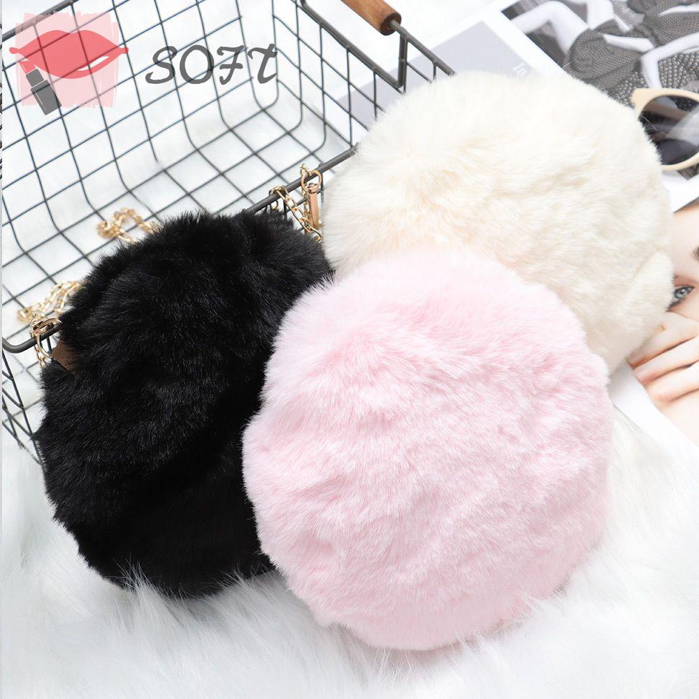 Túi Xách Đeo Vai Hình Tròn Phủ Lông Mềm Mại Thời Trang Sành Điệu