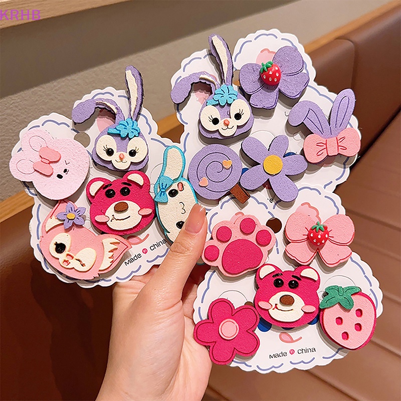 Set 5 Kẹp Tóc Họa Tiết Hoạt Hình Phong Cách Hàn Quốc Dễ Thương Cho Bé Gái Mới