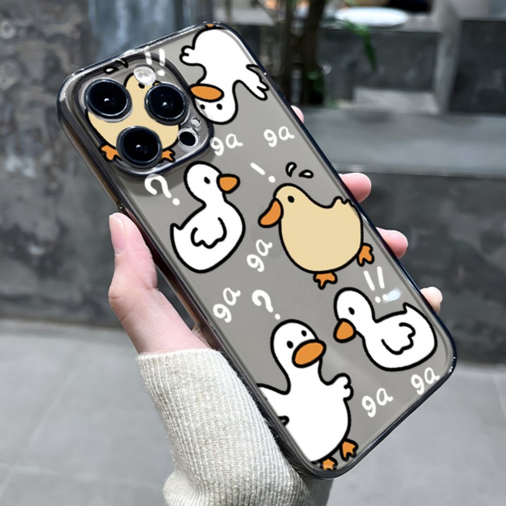Ốp Điện Thoại TPU Mềm Chống Dấu Vân Tay In Hình Vịt Hoạt Hình Cho IPhone 11 14 13 12 Pro Max XS XR 7 8 Plus