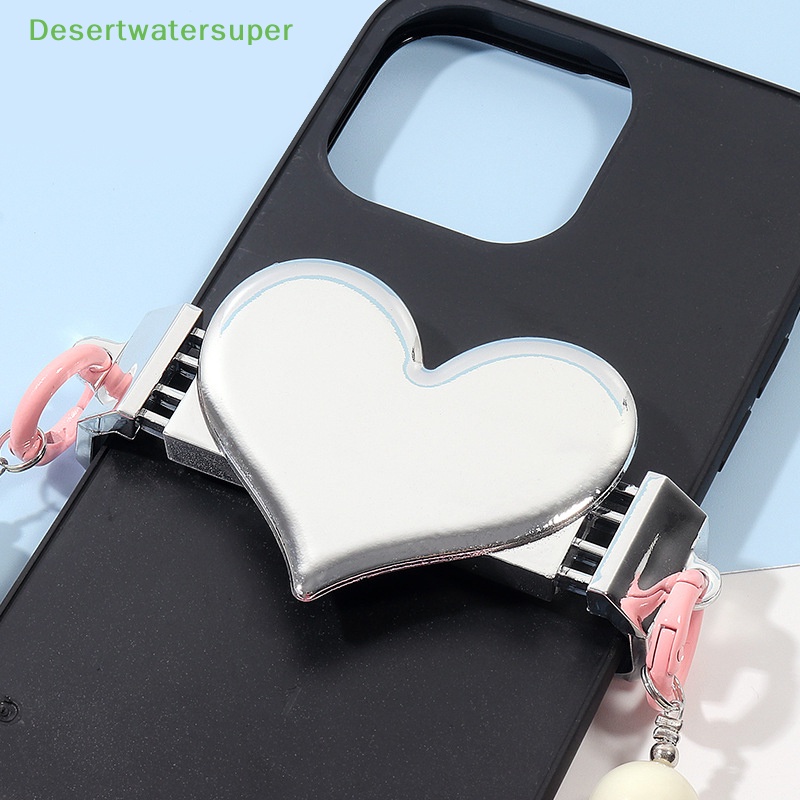 Dsvn Dây Đeo Điện Thoại Hình Trái Tim Tráng Gương Kẹp Lưng Có Thể Tháo Rời Màu Bạc Có Thể Tháo Rời