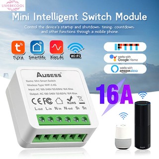 Công tắc thông minh Mini Wifi 16a Hỗ trợ Hẹn giờ điều khiển 2 chiều Công tắc không dây Tự động hóa nhà thông minh Tương thích với Tuya Alexa Google Home livebecool