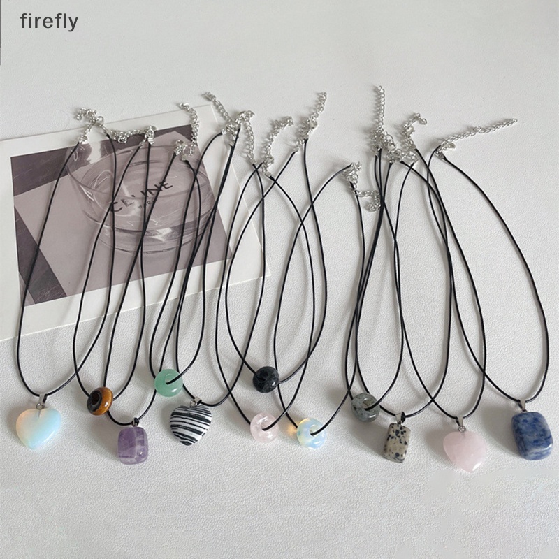 Vòng cổ Mặt Đá Vuông / Trái Tim Màu Đen Phong Cách Cổ Điển Thời Trang Cho Nam Và Nữ