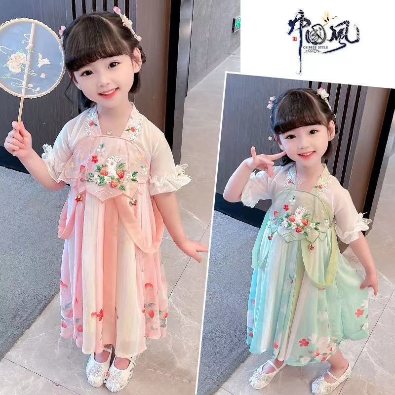 Đầm Công Chúa Trung Hoa In Họa Tiết Thỏ Dễ Thương Thời Trang Mùa Hè 2023 Cho Bé Gái