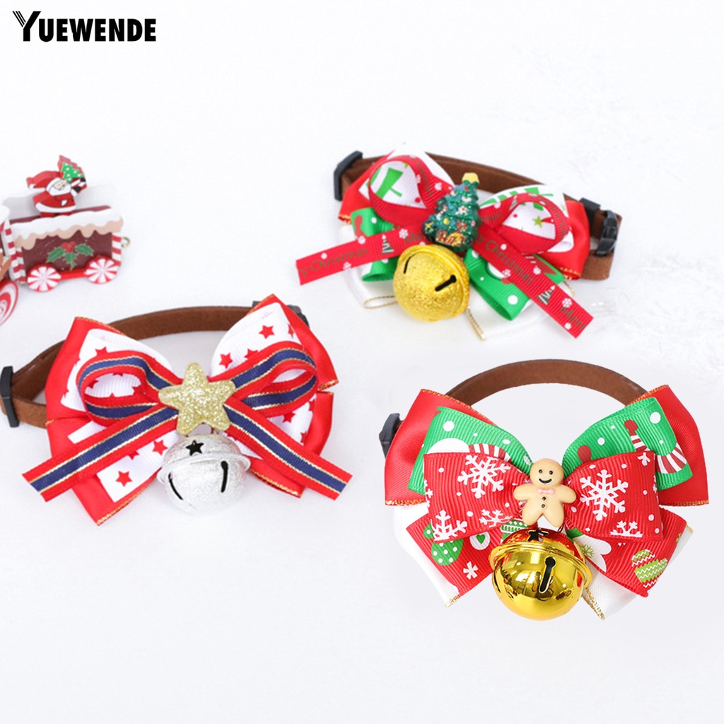 Yq.e Vòng Đeo Cổ Bằng Vải Không Gây Dị Ứng Đính Chuông Trang Trí Giáng Sinh An Toàn Cho Thú Cưng