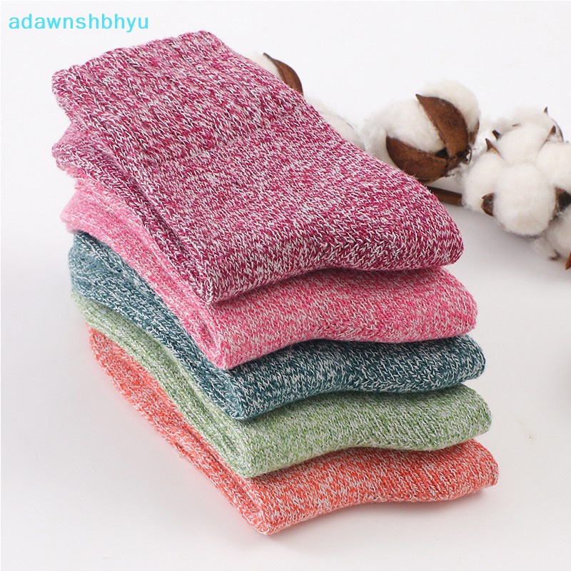 1 Đôi Tất Len Cotton Dày Giữ Ấm Mùa Đông Màu Trơn Chất Lượng Cao