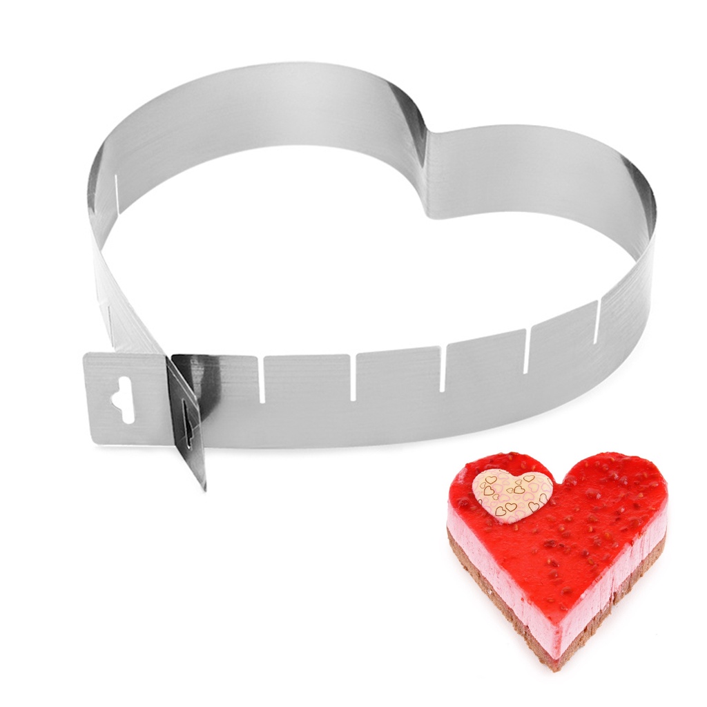 Khuôn Làm Bánh Nhiều Tầng Hình Trái Tim Bằng Thép Không Gỉ Có Thể Điều Chỉnh Mới
