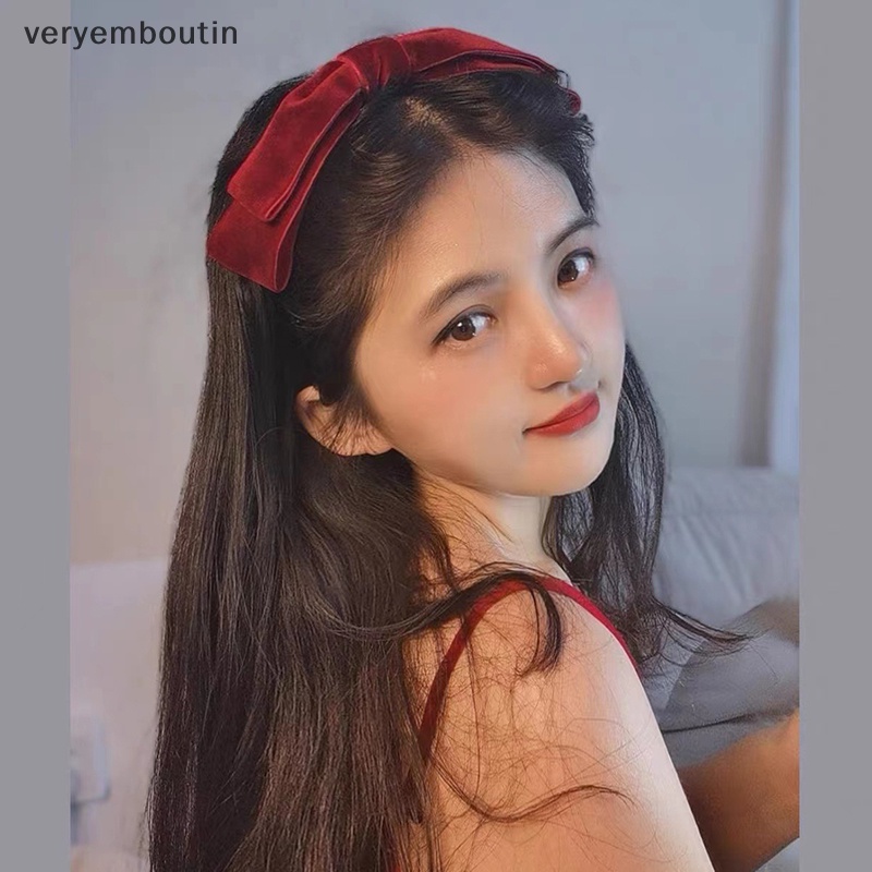 Băng Đô Cài Tóc Bằng Vải Nhung Màu Trơn Đính Nơ Thời Trang Đơn Giản Cổ Điển Dành Cho Bạn Nữ