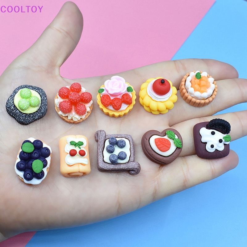 Set 10 Mô Hình Bánh Kem Tráng Miệng Trang Trí Nhà Búp Bê DIY