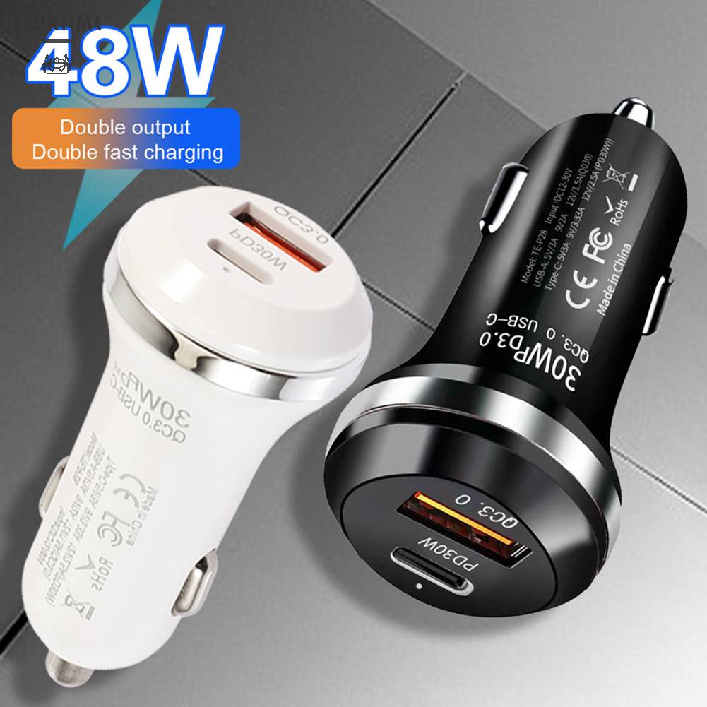 Củ Sạc Điện Thoại Trên Ô Tô 48W 2 Cổng QC3.0 USB A Cho iPhone Samsung