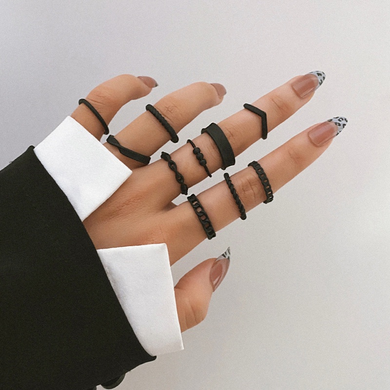 Ygt Bộ Nhẫn Đeo Khớp Ngón Tay Bản Rộng Họa Tiết Hình Học Bướm Vintage Boho Màu Vàng Cho Nữ