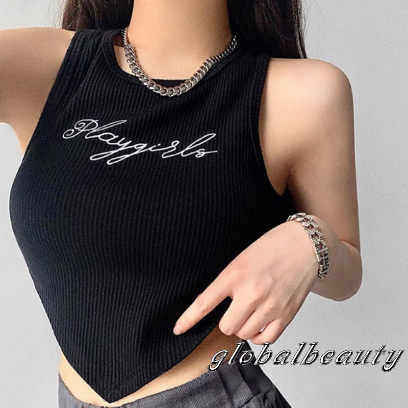 Áo Tank Top Không Tay Cổ Tròn Thêu Chữ Thời Trang Mùa Hè Dành Cho Nữ