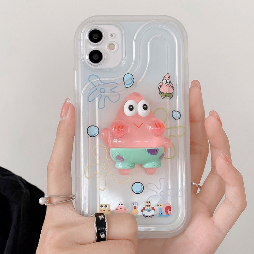 Ốp Điện Thoại TPU Mềm Chống Sốc Hình Spongebob 3D Cho IPhone 11 14 13 12 Pro Max XR XS Max 7 8 Plus SE