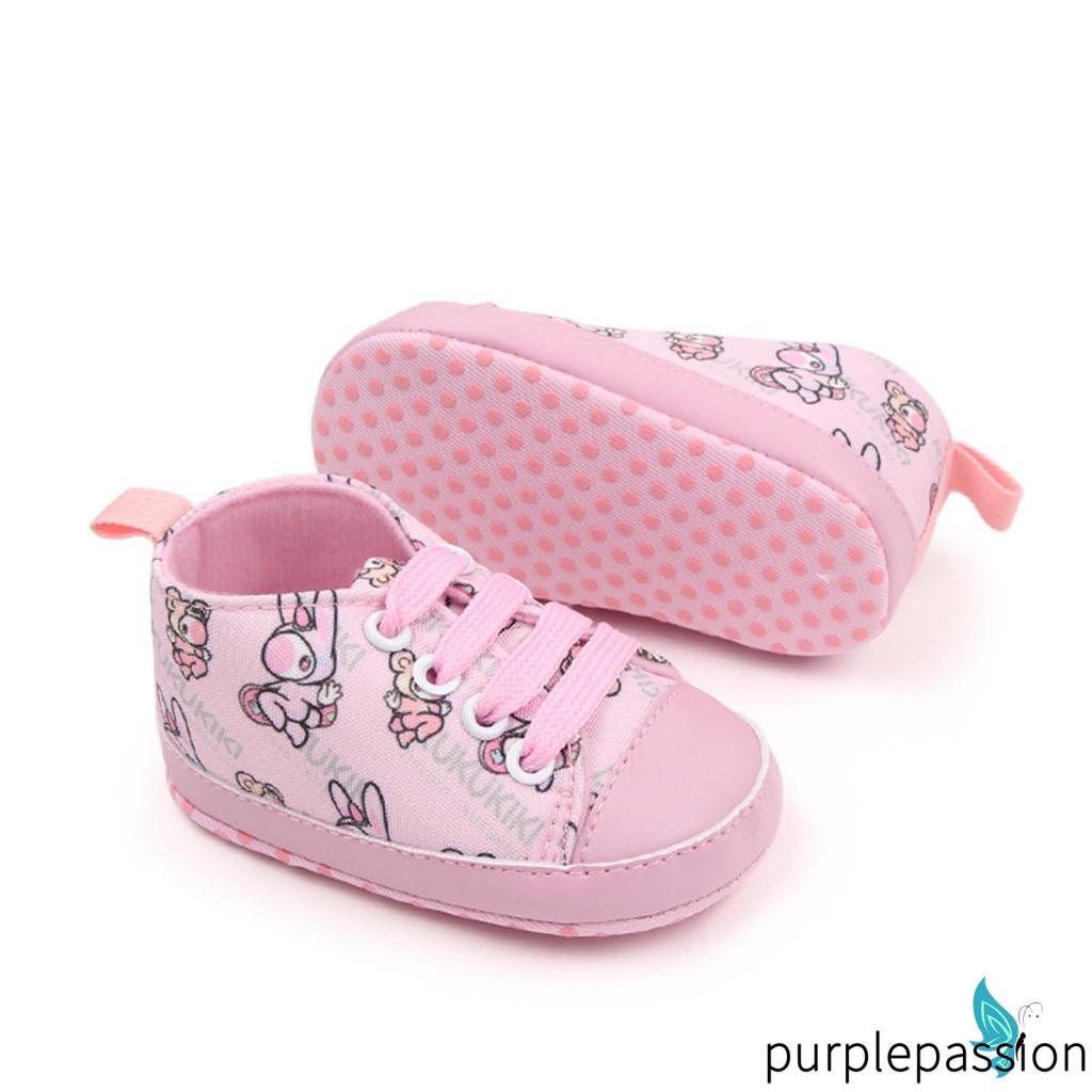 Giày Sneaker Cột Dây Chống Trượt In Họa Tiết Hoạt Hình Xinh Xắn Cho Bé Tập Đi Walkers