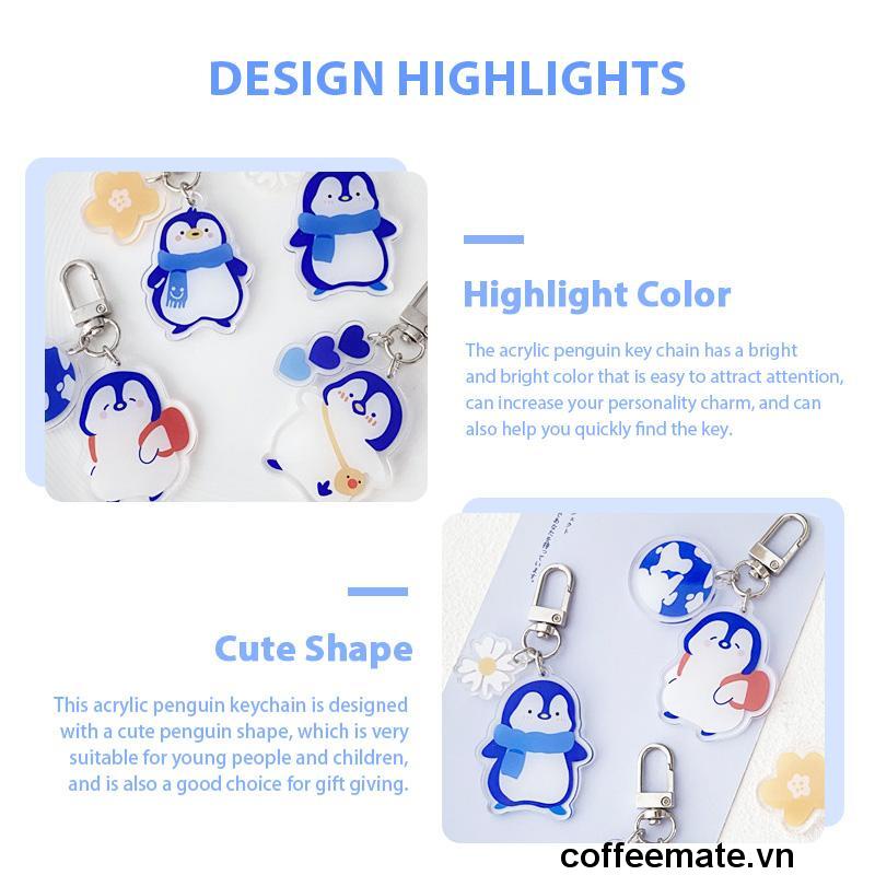⚡Móc Khóa Hình Chim Cánh Cụt Bằng Acrylic Trong Suốt Hai Mặt Dễ Thương