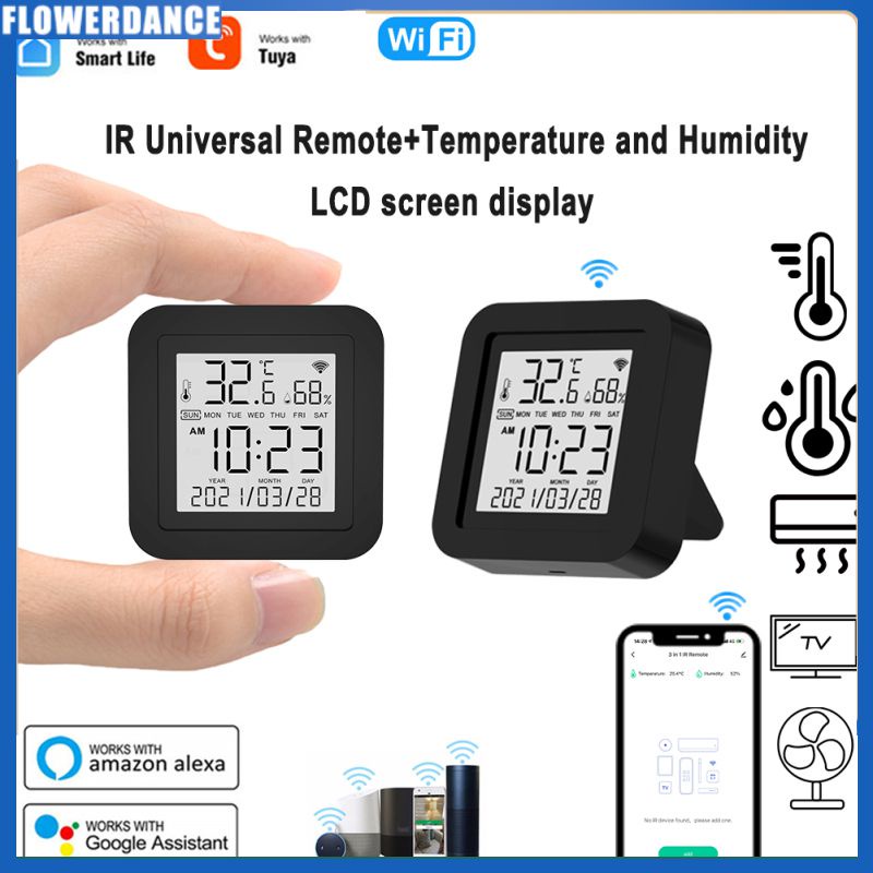 Tuya Wifi Ir Bộ điều khiển từ xa đa năng + Cảm biến nhiệt độ và độ ẩm Màn hình LCD Hiển thị điều khiển ứng dụng Hỗ trợ điều khiển bằng giọng nói Hoạt động với hoa Trợ lý Google