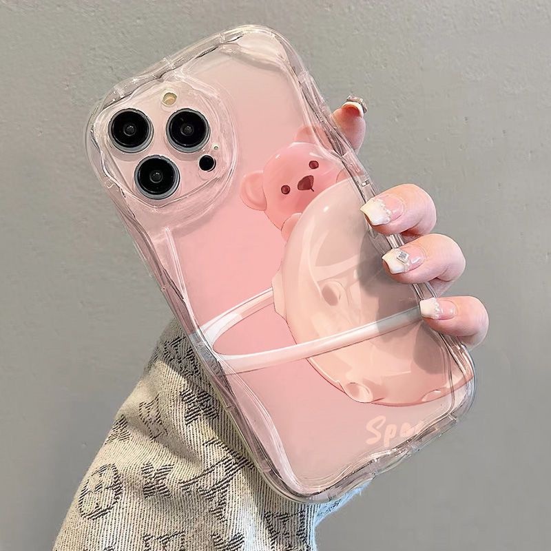 Ốp Điện Thoại Silicon Hình Hành Tinh Màu Hồng Có Vòng Đỡ Cho IPhone 7 7plus 8 8plus Xs XR 11 12 13 14 Pro Plus Promax