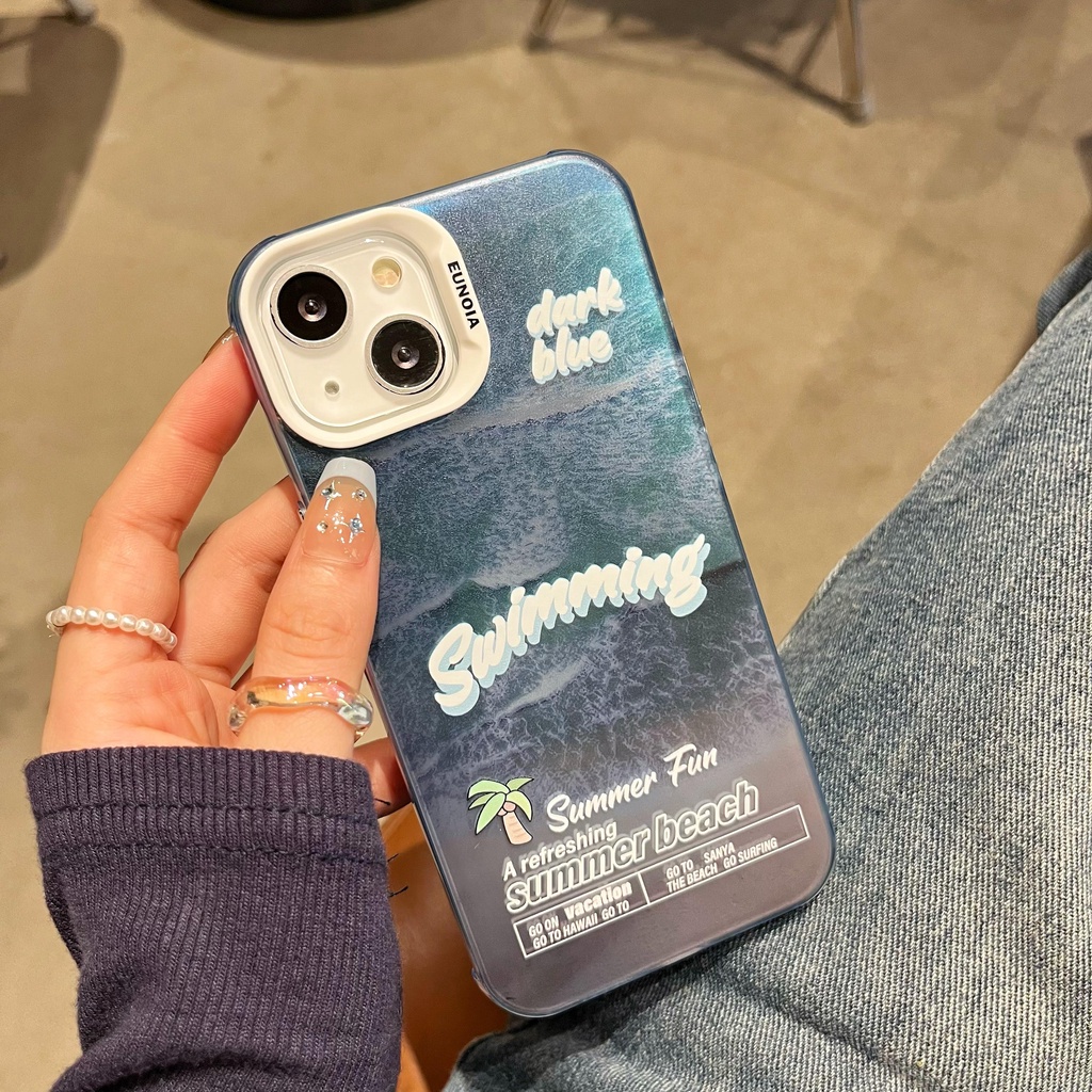 Ốp Điện Thoại TPU Mềm Trong Suốt Chống Rơi Chống Sốc In Họa Tiết Bãi Biển Cho iPhone 14 13 12 11 Pro Max