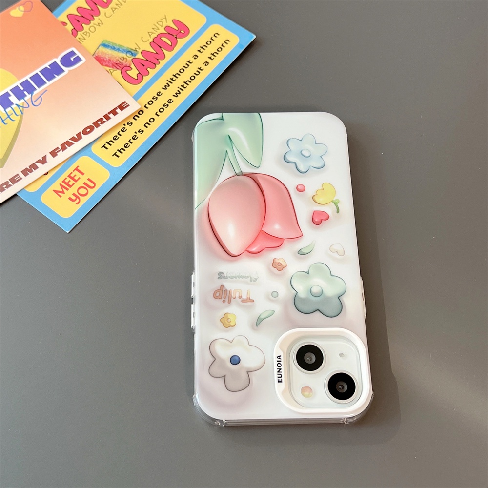 Ốp Điện Thoại TPU Mềm Trong Suốt Chống Sốc Hình Hoa Tulip Cho iPhone 14 13 12 11Pro Max