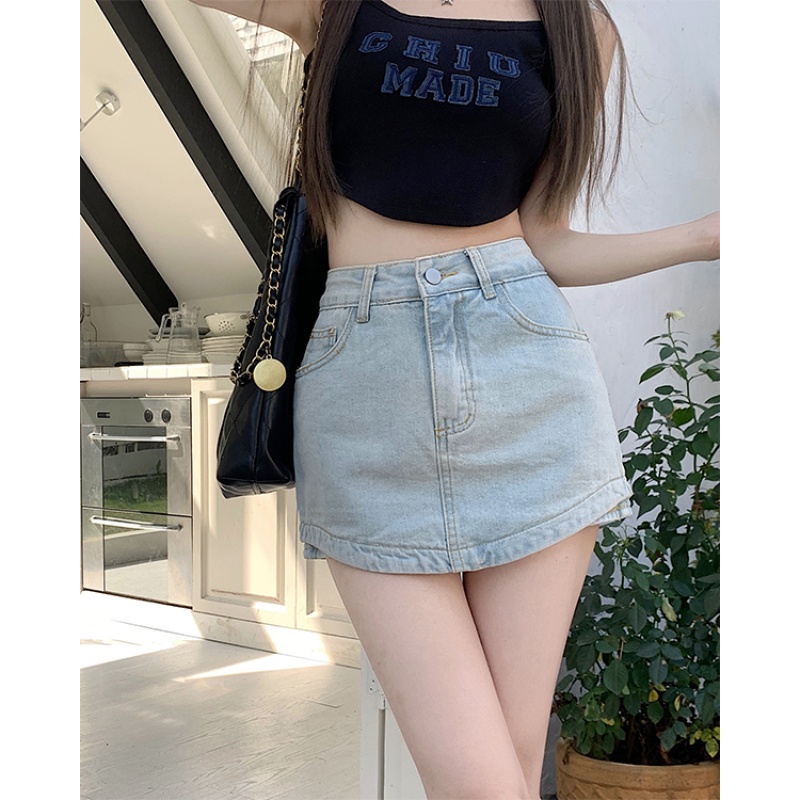 Chân Váy Jean Lưng Cao Màu Sáng Thời Trang Trẻ Trung