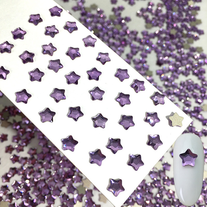 Miếng Dán Pha Lê Nhân Tạo Hình Ngôi Sao / Trái Tim Nhiều Màu Dùng Trang Trí Móng Tay DIY
