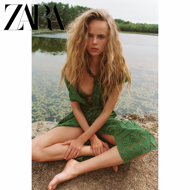 Zara Đầm Sơ Mi Thêu Họa Tiết Xinh Xắn Dành Cho Nữ