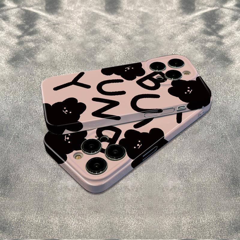 Ốp Điện Thoại Dẻo Màu Đen / Hồng Họa Tiết Chú Thỏ Dễ Thương Chống Sốc Cho iPhone1211max 78 14pro 6In 13