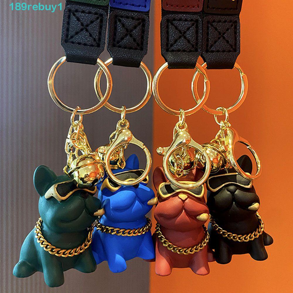 Rebuy1 Móc Chìa Khóa Xe Hơi Hình Chú Chó Bull Đeo Kính Mát Mẻ Dễ Thương Dành Cho Cặp Đôi