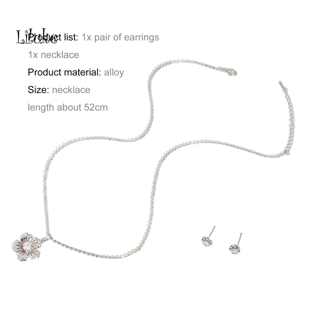 1 Bộ Vòng cổ Và Đôi Khuyên Tai Hình Bông Tuyết Đính Đá Sang Trọng Cho Nữ