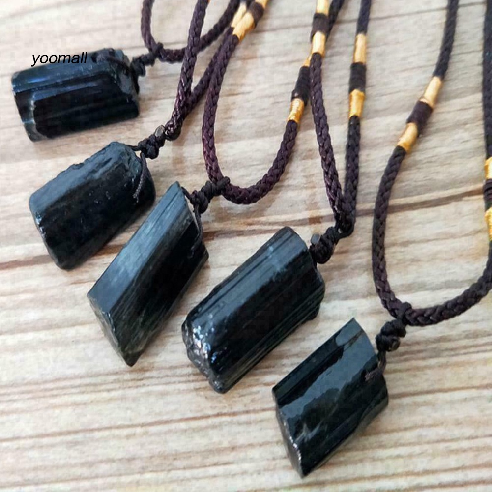 Vòng cổ Mặt Đá Tourmaline Nhân Tạo Màu Đen Thời Trang