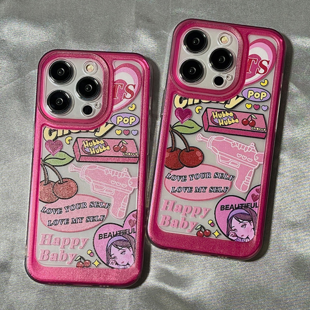 Ốp Điện Thoại TPU Mềm Chống Bụi Chống Rơi In Hình Cô Gái Màu Hồng Cho IPhone 14 13 12 11 Pro Max X XR 8 7 Plus
