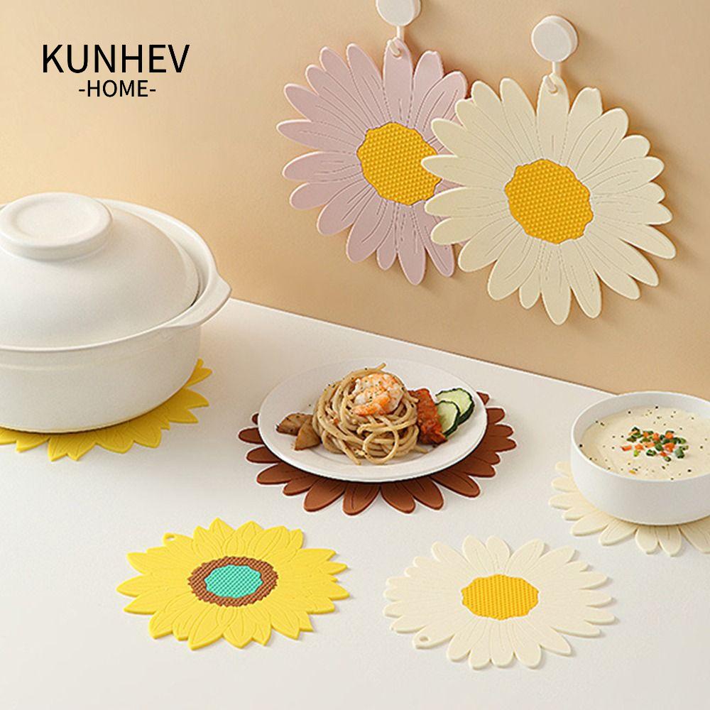 KUNHEV Set 2 Đế Lót Ly Nước Nóng / Cà Phê Bằng Silicon Có Chân Đứng