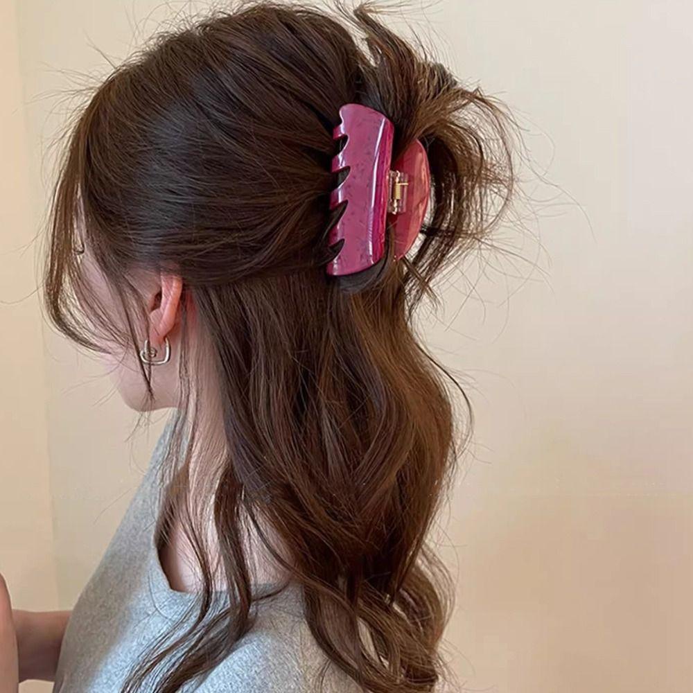 Kẹp Tóc Càng Cua Lớn Bằng Acrylic Màu Cherry Hình Học Ins Cho Nữ