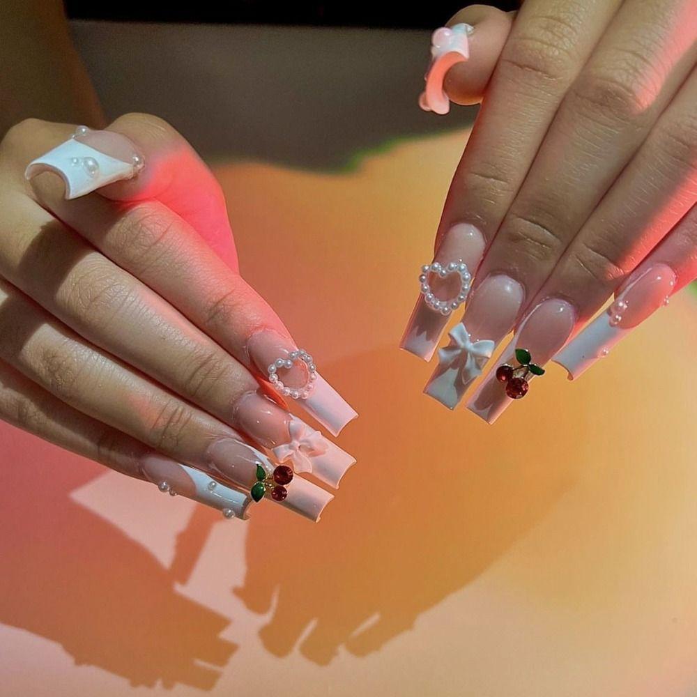 DIACHAVN Móng Tay Giả Dáng Dài Che Phủ Toàn Diện Thời Trang Cho Nữ