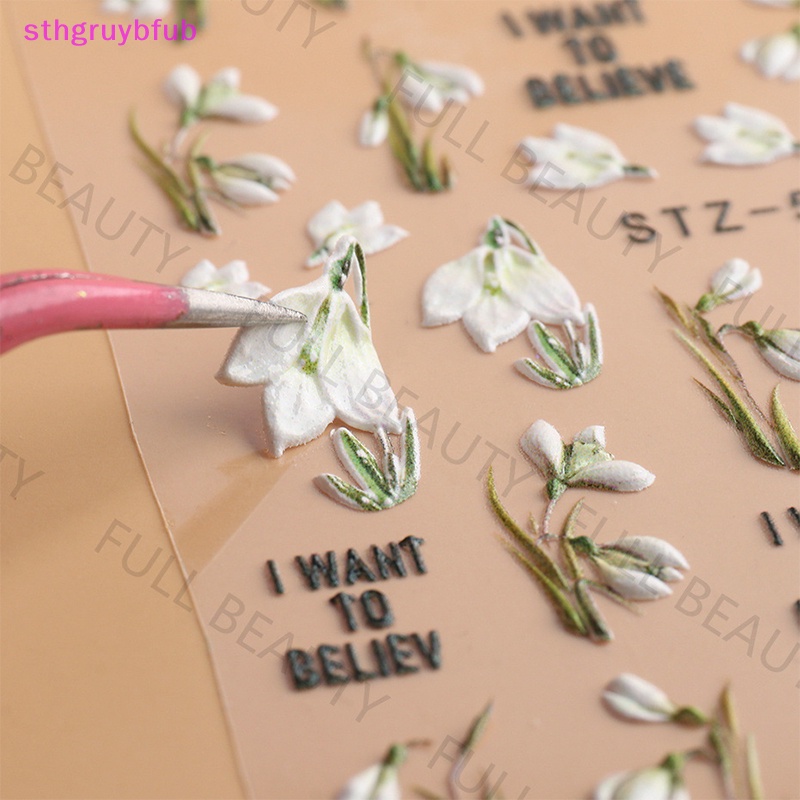 Miếng Dán Trang Trí Móng Tay 5D Hình Hoa Tuyết